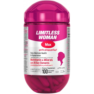 LIMITLESS WOMAN MAX MULTIVITAMIN & MINERALS DIETARY SUPPLEMENT WITH 26 KEY ELEMENTS 100 TABLETS